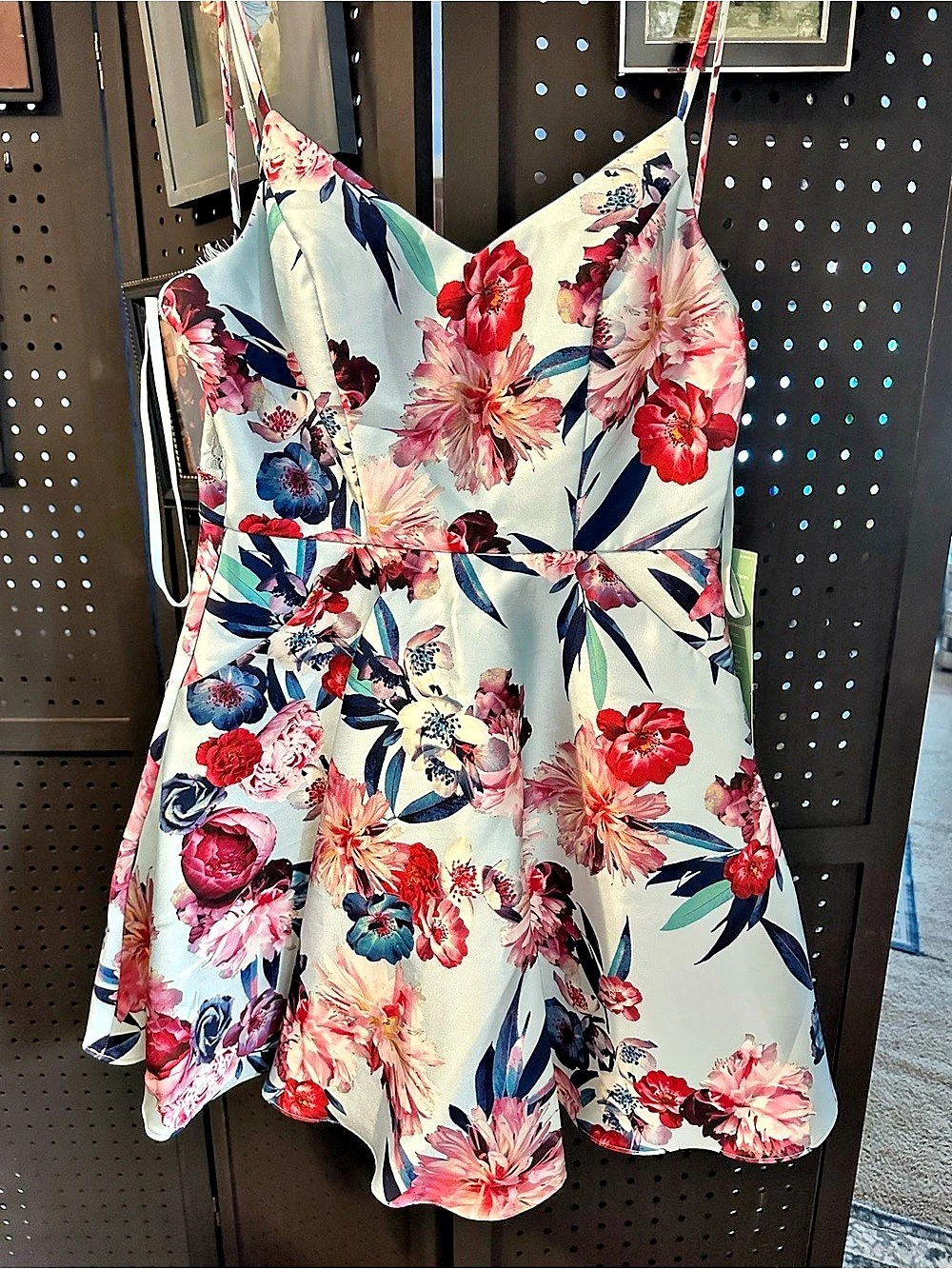 City triangles Floral Mini satin semi formal Dress in Pink & Blue Size 9 NWT